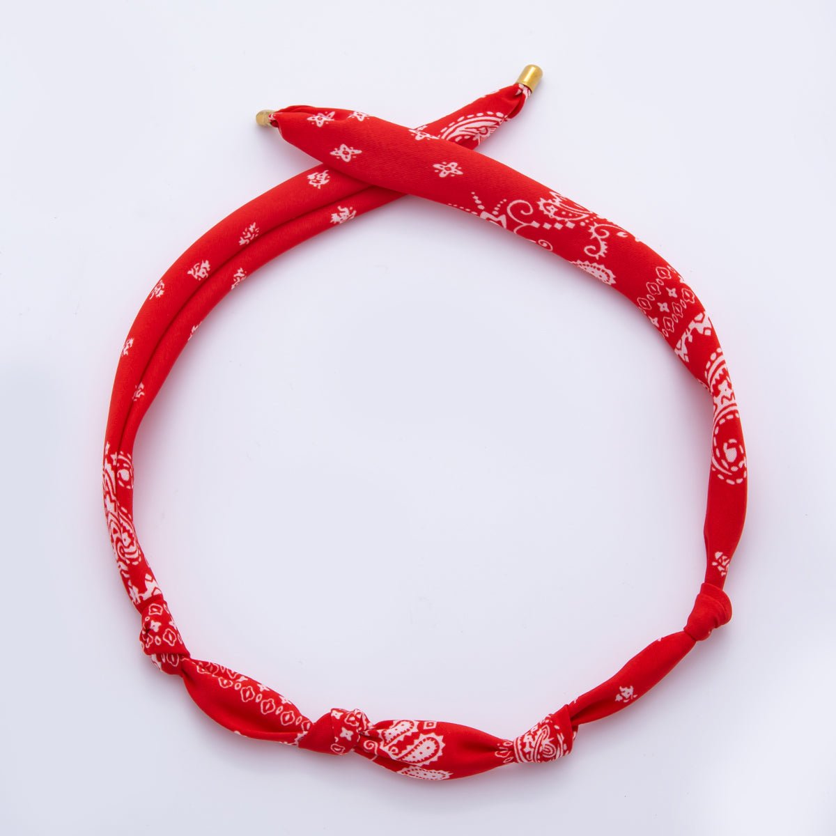 Gold Stainless Steel 25mm Red, Blue, Green Handmade Bandana Scarf Necklace | NC - 2028 ~ NC - 2032 - DLUXCA