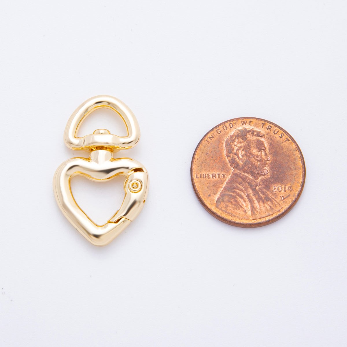 Gold Stainless Steel 26mm Double Heart - Shaped Swivel Link Clasp Charm Finding | Z - A1393 - DLUXCA