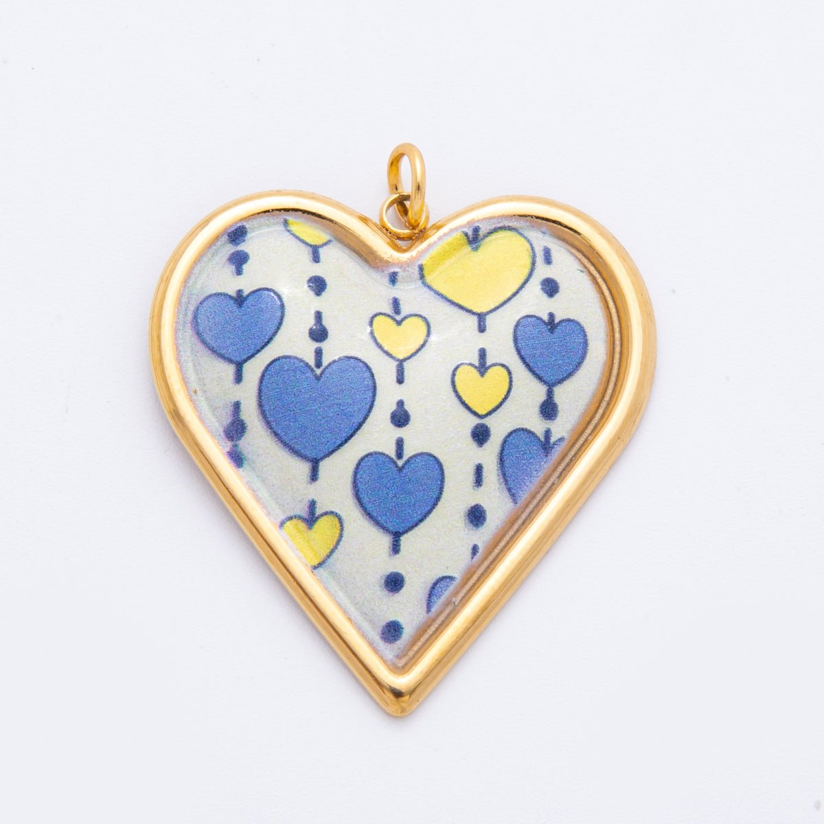 Gold Stainless Steel 31mm Hand - Painted Enamel Sparking Love Charm | J430 - DLUXCA