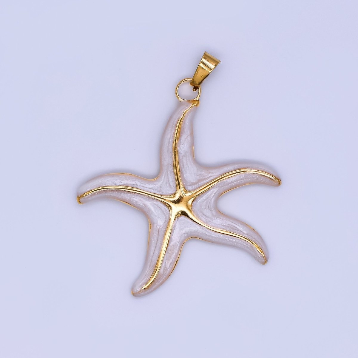 Gold Stainless Steel 37mm Blue, Purple, Orange Enamel Under the Sea Starfish Beach Pendant | J141 J419 - DLUXCA
