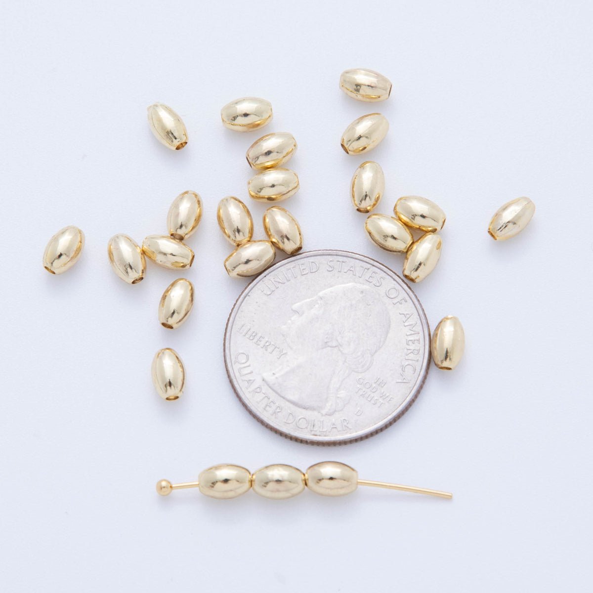 Gold Stainless Steel 5mm Oval Bar Tube Slider Bead Spacer | AF - A1071 - DLUXCA