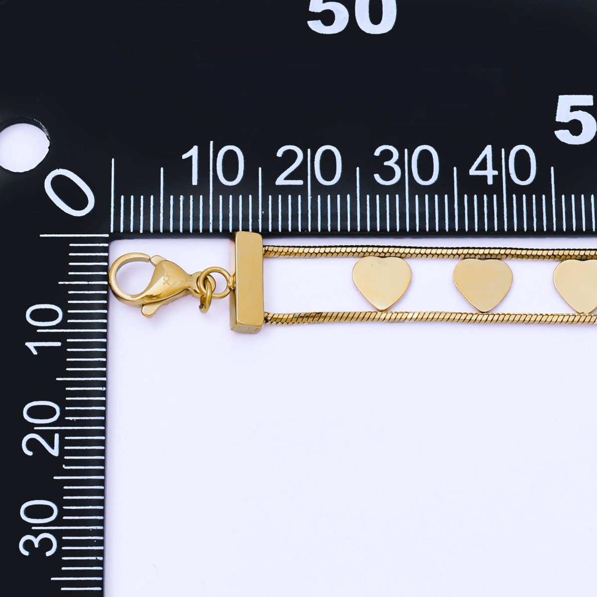 Gold Stainless Steel 8.1mm Heartbeat Double Strand 6 Inch Bracelet | WA - 1432 - DLUXCA