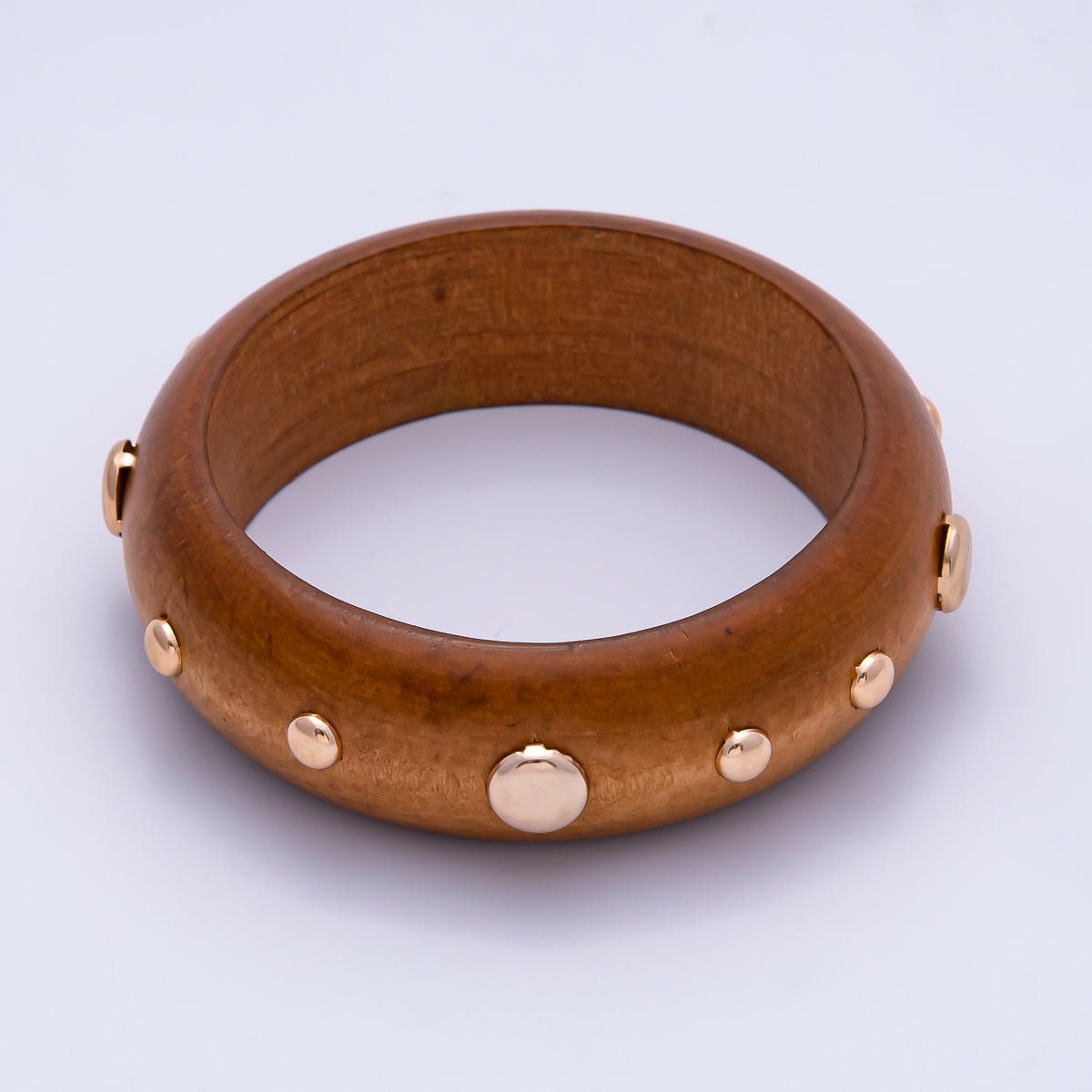 Gold Studded Wood Bangle Stackable Bracelet | WA - 04310 - DLUXCA