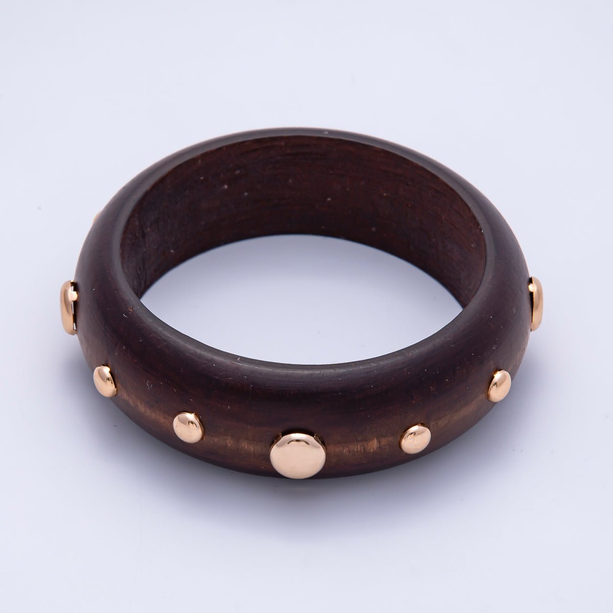 Gold Studded Wood Bangle Stackable Bracelet | WA - 04310 - DLUXCA