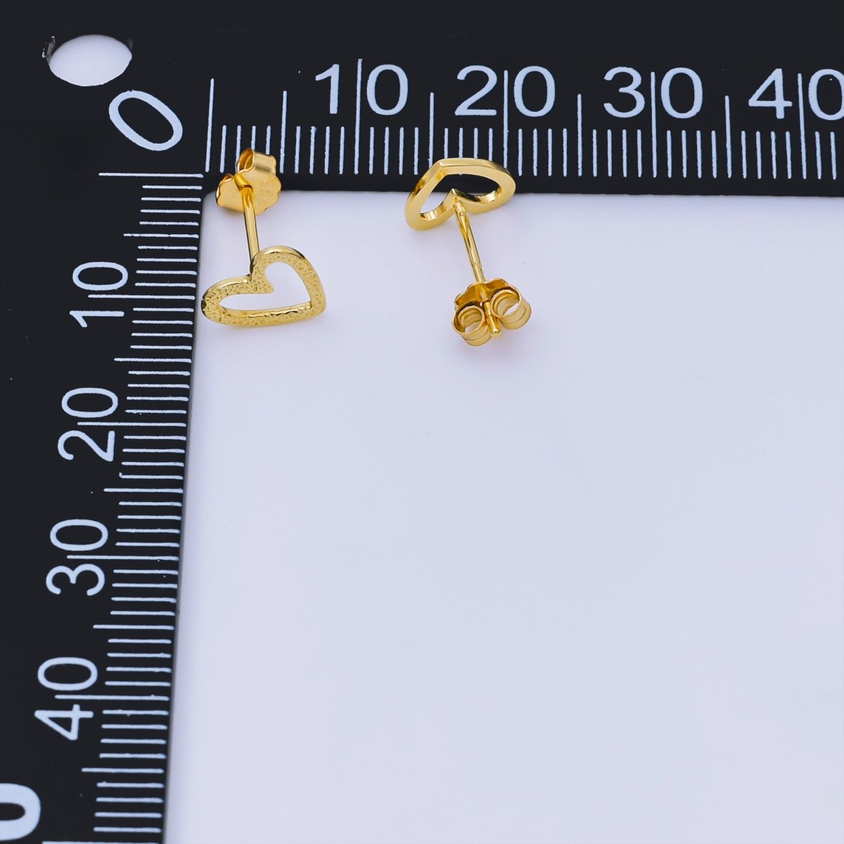 Gold Vermeil S925 Sterling Tiny Simple Heart of Love Stud Earrings | SL - 667 - DLUXCA