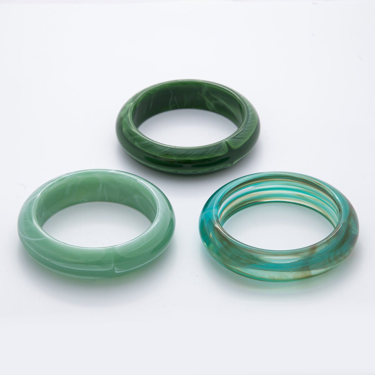 Green Solid Resin Acrylic Wide Bangle Bracelet | WA - 3400 ~ WA - 3412 - DLUXCA