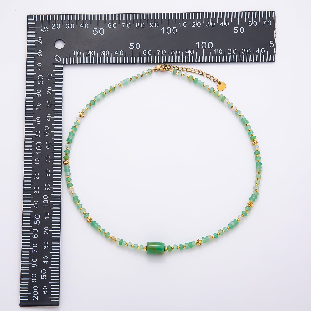 Handmade 5mm Green Prehnite Rondelle Bead Gemstone Chain 16 Inch Necklace | WA-04739 - DLUXCA