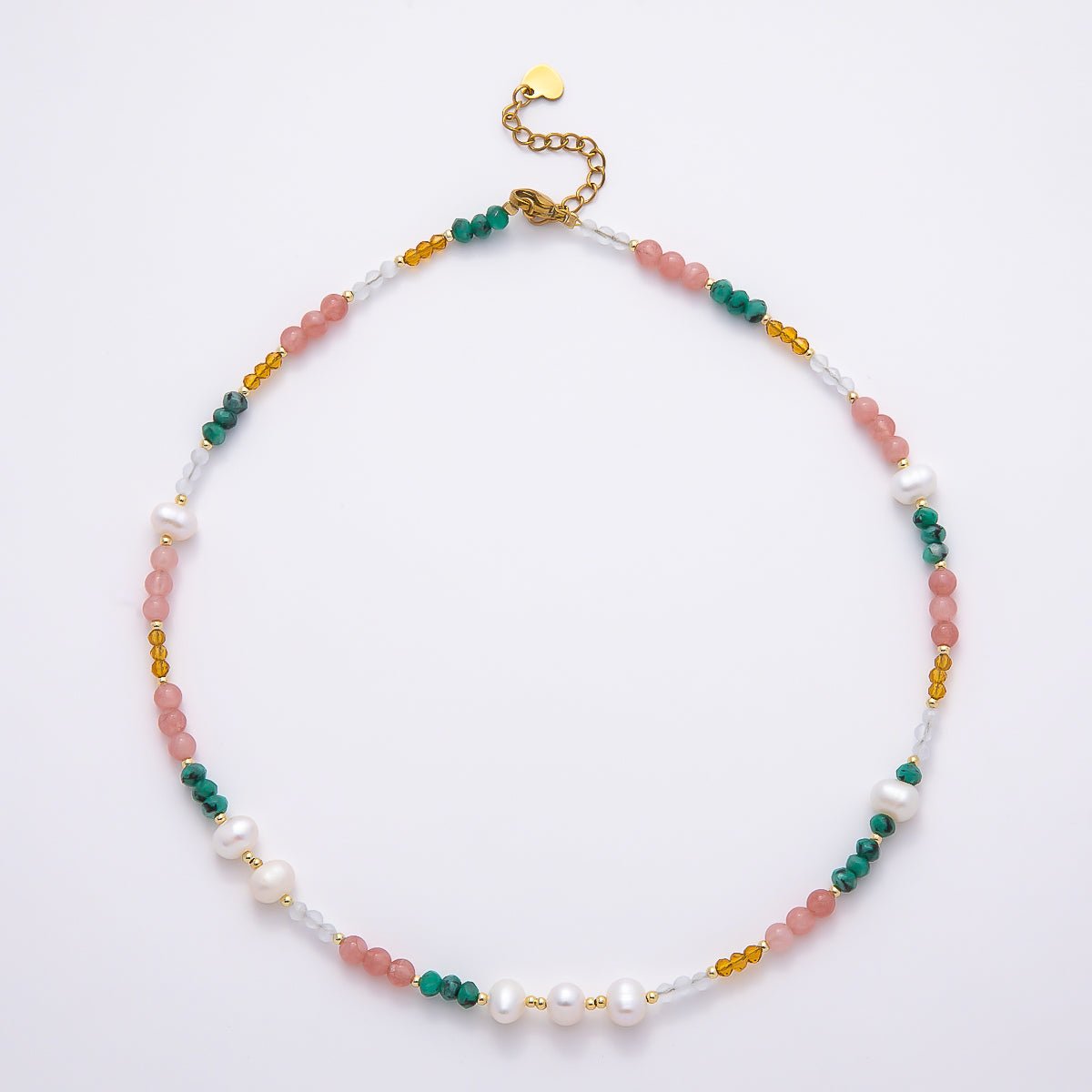 Handmade 5mm Shell Pearl Multicolor Multifaceted Bead Gemstone Chain 16 Inch Necklace | WA-04740 - DLUXCA