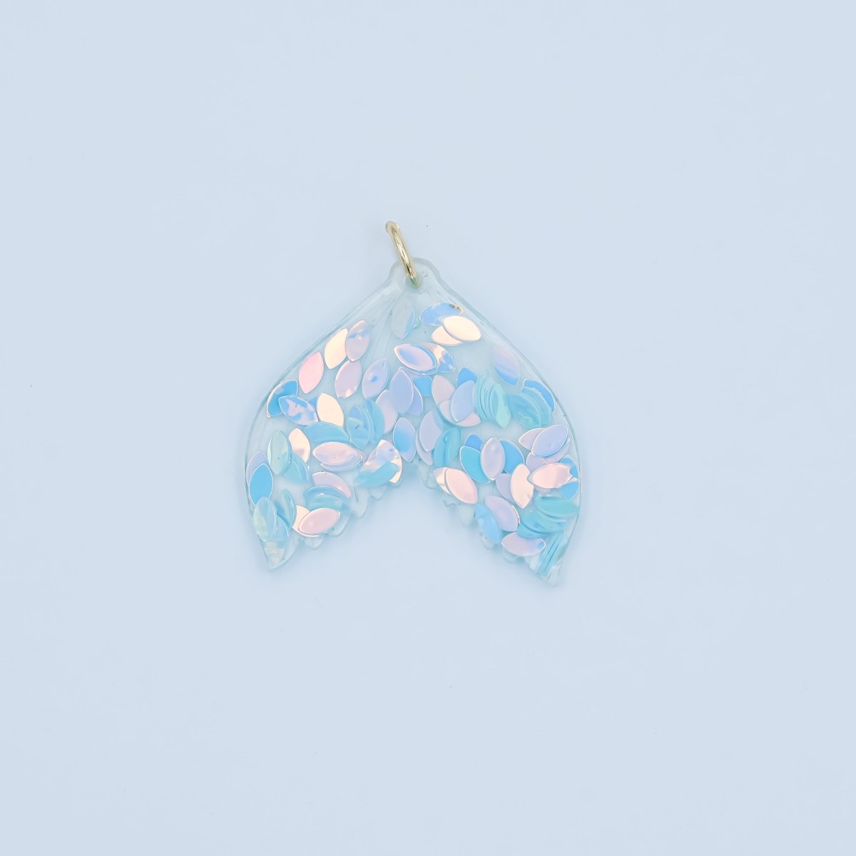 Handmade Blue Scale Mermaid Whale Fish Tail Resin Charm | N068 - DLUXCA