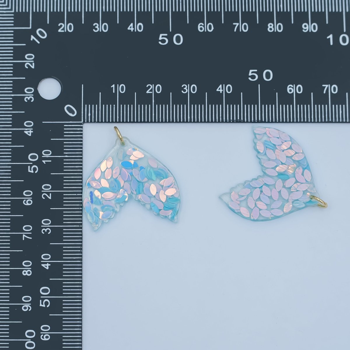 Handmade Blue Scale Mermaid Whale Fish Tail Resin Charm | N068 - DLUXCA
