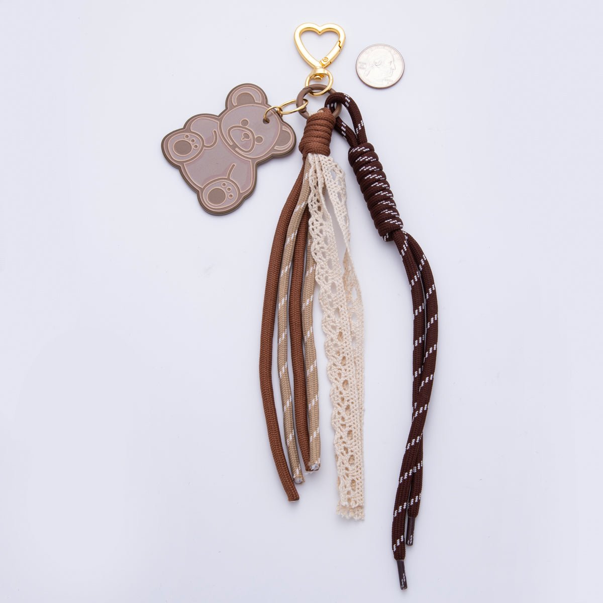 Handmade Brown Bear Cup Coffee Keychain Purse Bag Backpack Charm Accessory WB - 00087 - DLUXCA