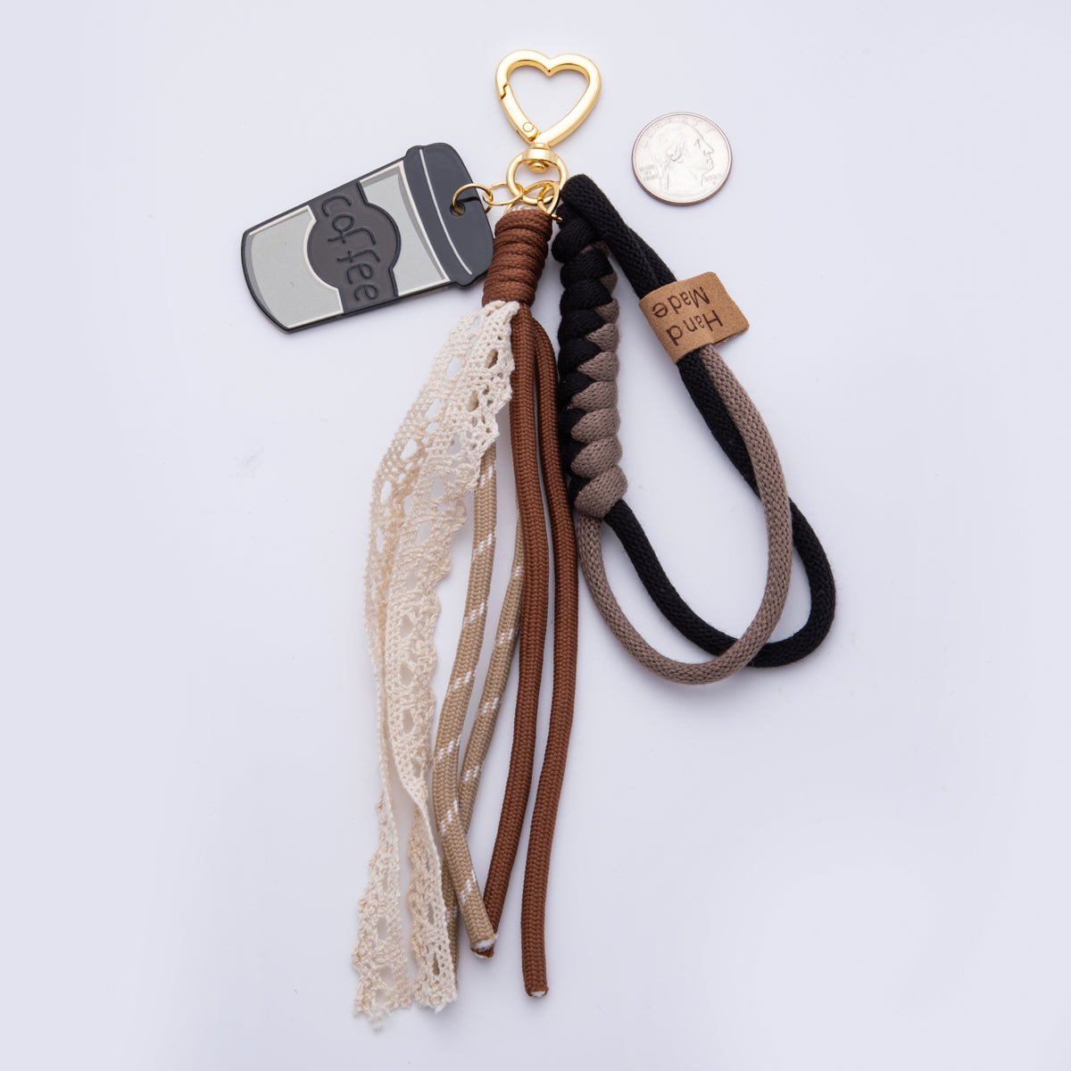 Handmade Brown Bear Cup Coffee Keychain Purse Bag Backpack Charm Accessory WB - 00087 - DLUXCA