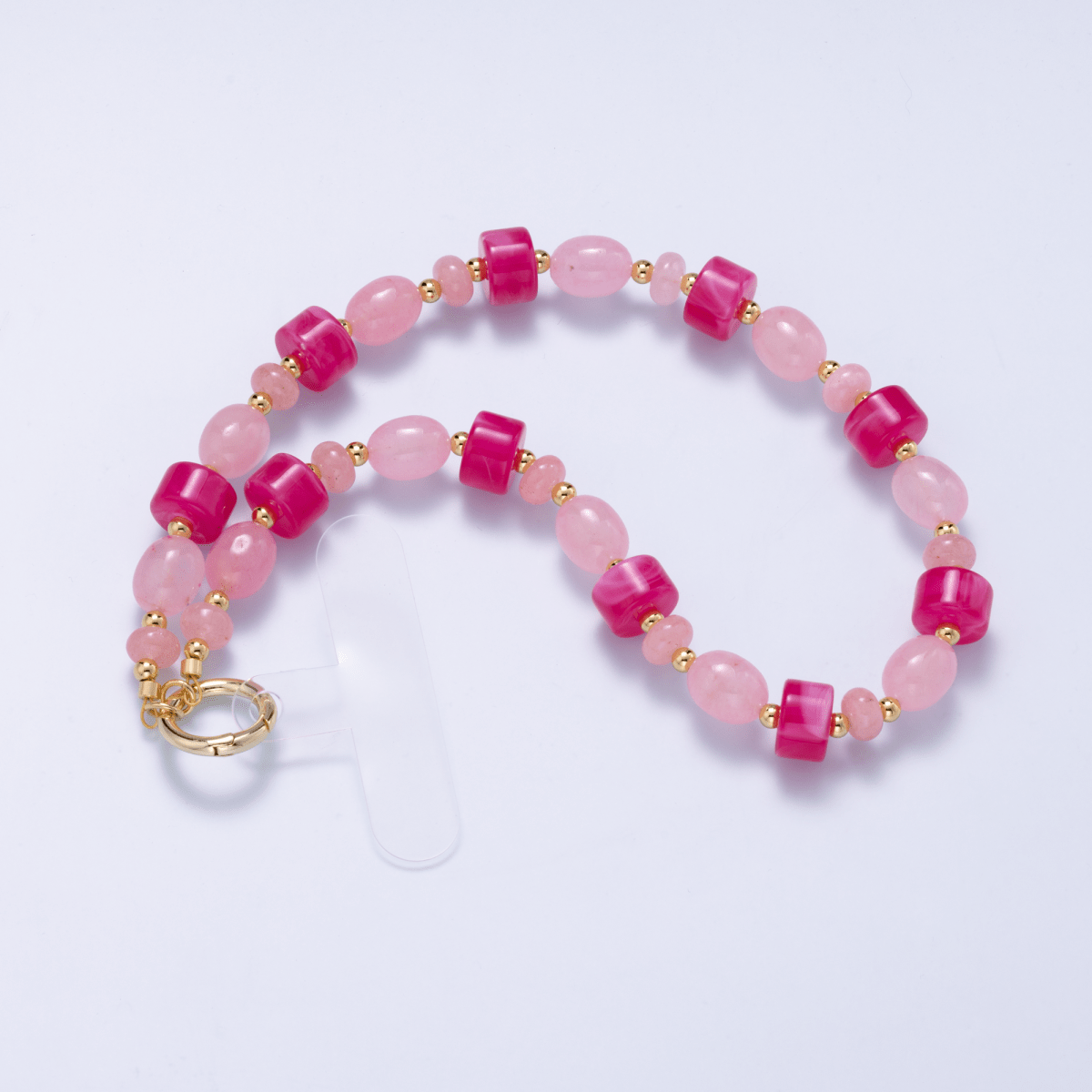 Handmade Green, Red, Pink, Grey, Blue, Peach Rondelle Gemstone Phone Strap Wristlet | WB-00342 ~ WB-00349 - DLUXCA