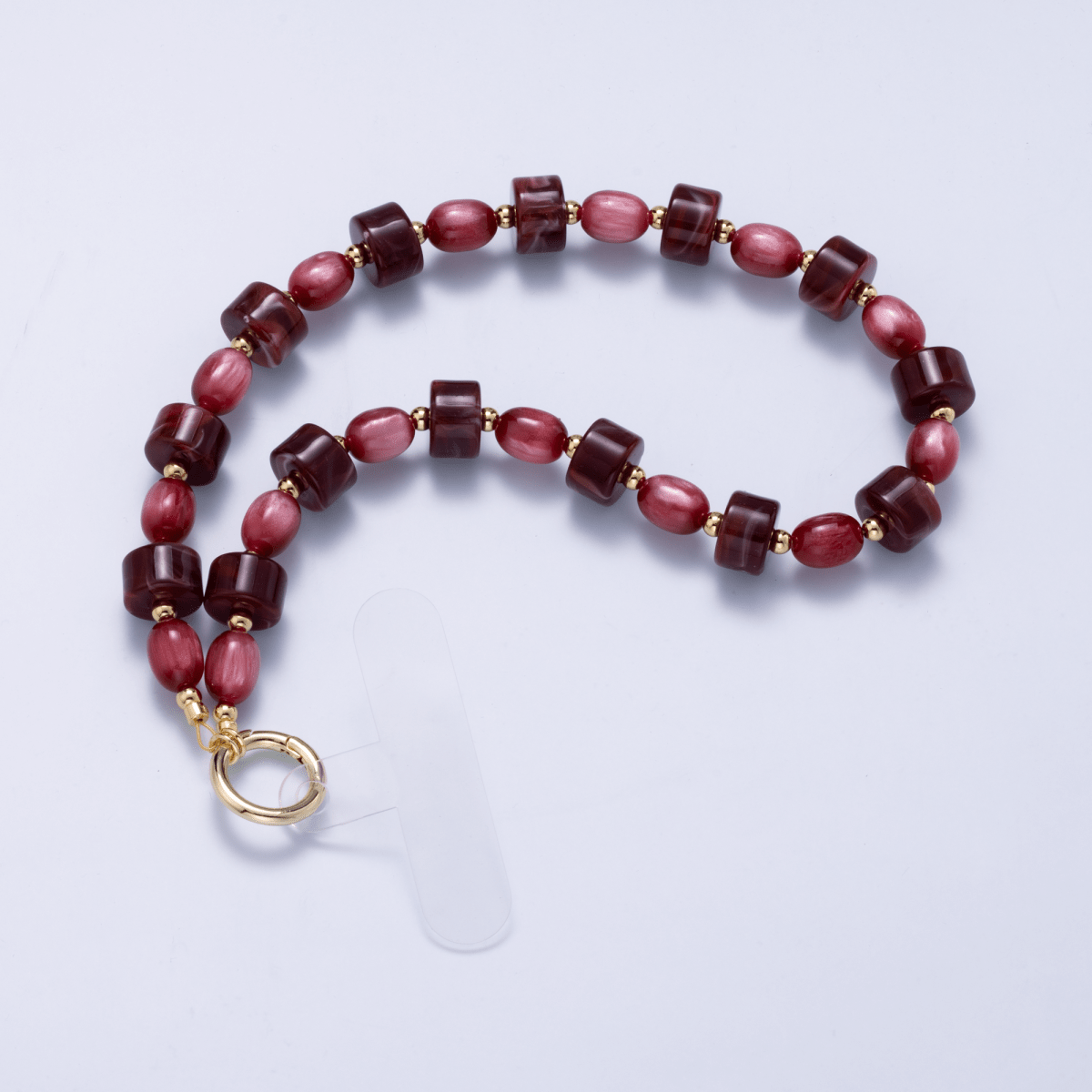 Handmade Green, Red, Pink, Grey, Blue, Peach Rondelle Gemstone Phone Strap Wristlet | WB-00342 ~ WB-00349 - DLUXCA