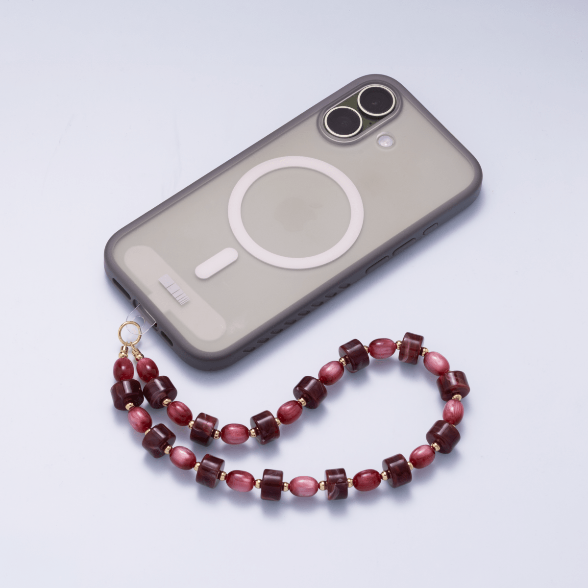 Handmade Green, Red, Pink, Grey, Blue Rondelle Gemstone Phone Lanyard Wristlet | WB - 00332 ~ WB - 00340 - DLUXCA