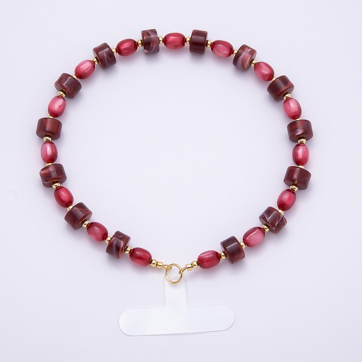 Handmade Green, Red, Pink, Grey, Blue Rondelle Gemstone Phone Lanyard Wristlet | WB - 00332 ~ WB - 00340 - DLUXCA
