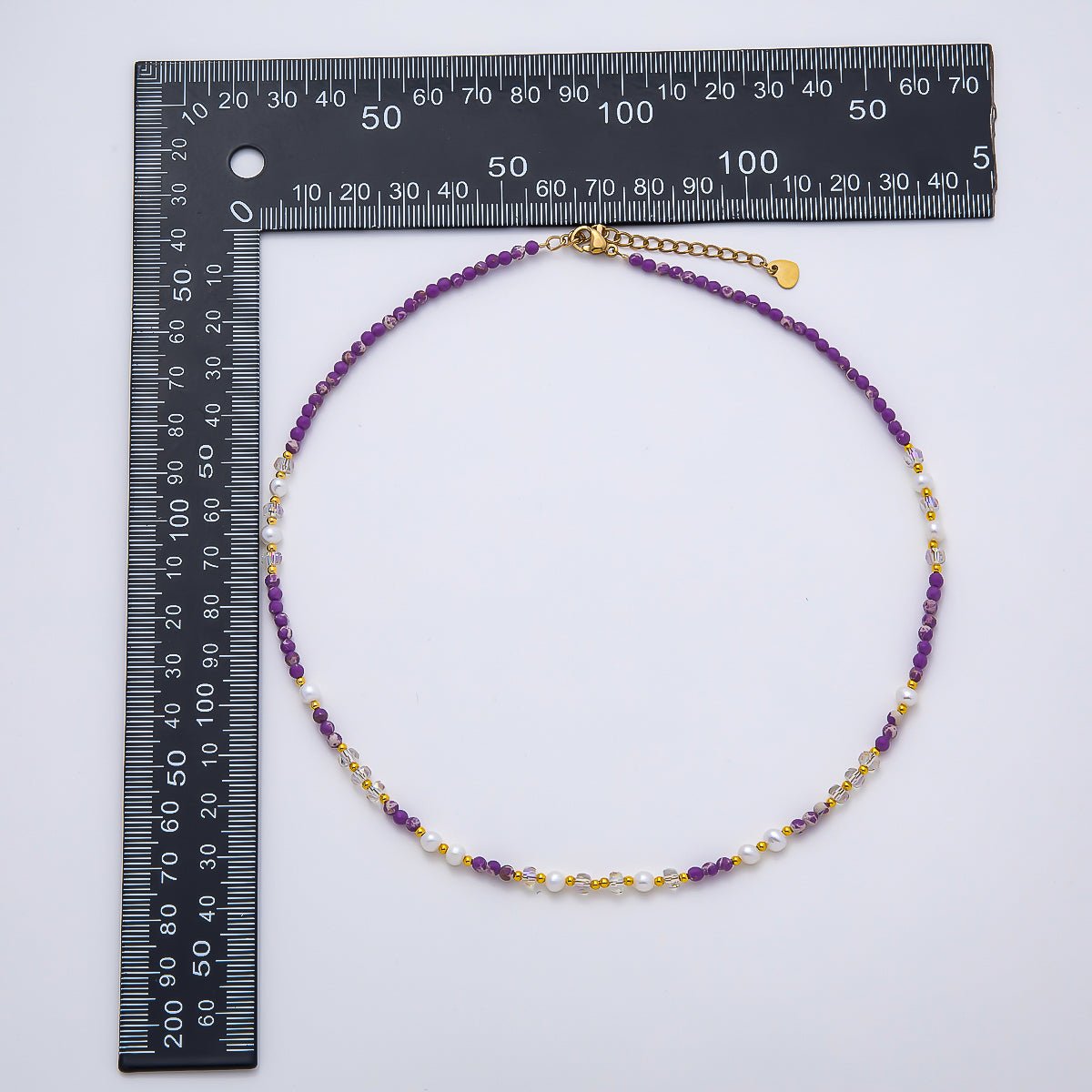 Handmade Stainless Steel 3mm Purple Amethyst AB Gemstone Chain 16 Inch Necklace | WA-04647 - DLUXCA
