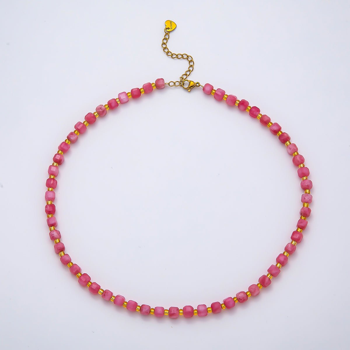 Handmade Stainless Steel 3mm Square Gemstone Chain 16 Inch Necklace | WA-04657 ~ WA-04663 - DLUXCA