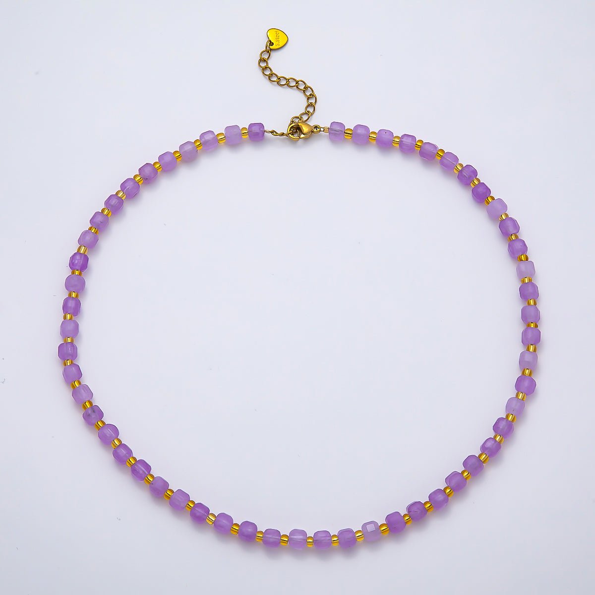 Handmade Stainless Steel 3mm Square Gemstone Chain 16 Inch Necklace | WA-04657 ~ WA-04663 - DLUXCA