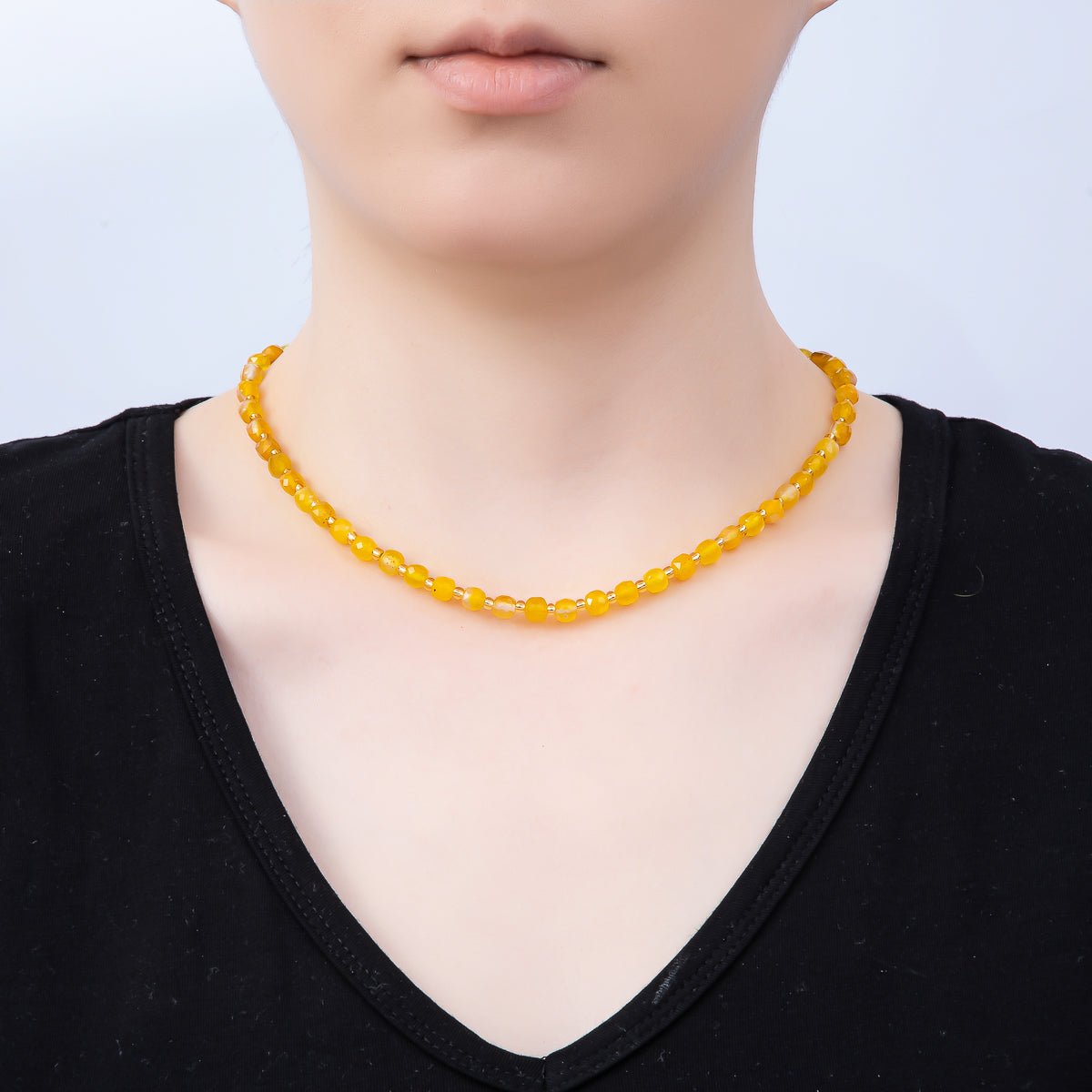 Handmade Stainless Steel 3mm Square Gemstone Chain 16 Inch Necklace | WA-04657 ~ WA-04663 - DLUXCA
