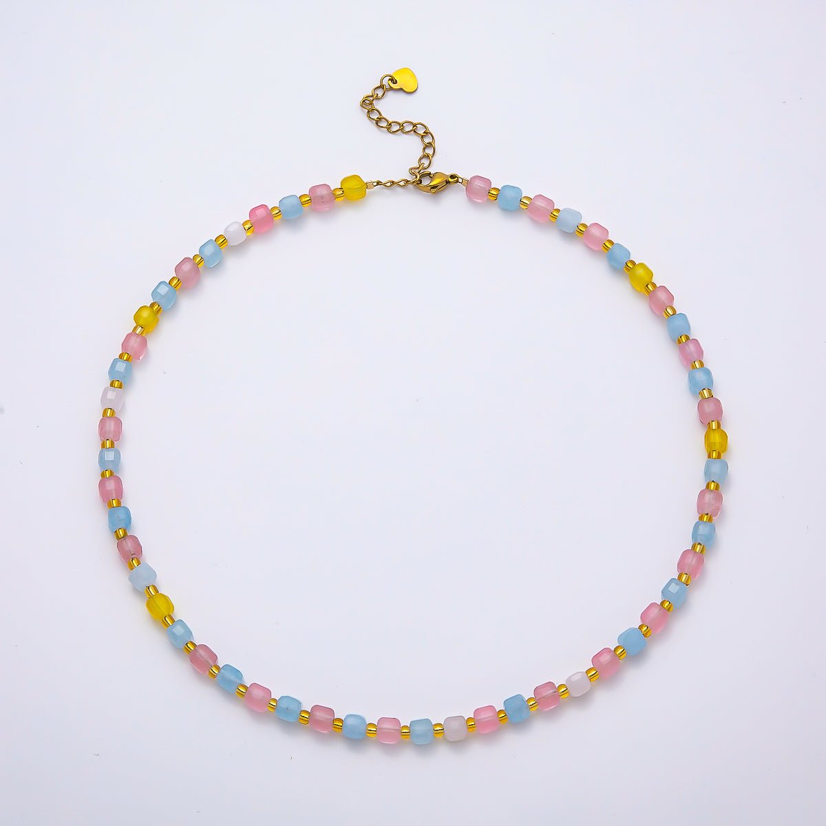 Handmade Stainless Steel 3mm Square Gemstone Chain 16 Inch Necklace | WA-04657 ~ WA-04663 - DLUXCA