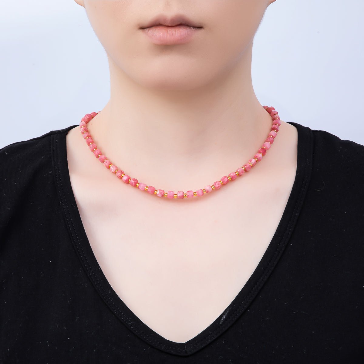 Handmade Stainless Steel 3mm Square Gemstone Chain 16 Inch Necklace | WA-04657 ~ WA-04663 - DLUXCA