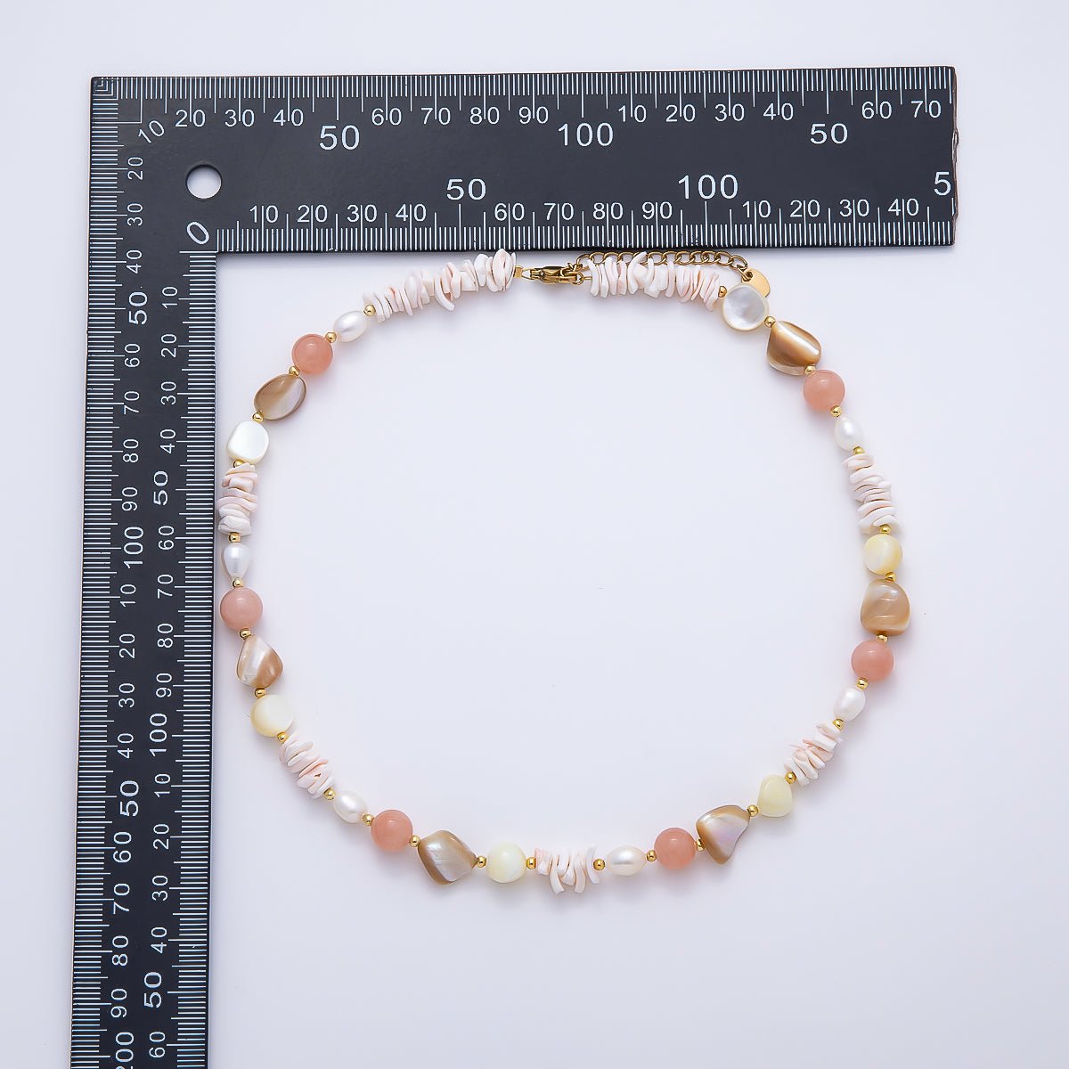 Handmade Stainless Steel 8mm Pink Quartz Pika Pearl Multifaceted Gemstone Chain 15.5 Inch Necklace | WA-04729 - DLUXCA