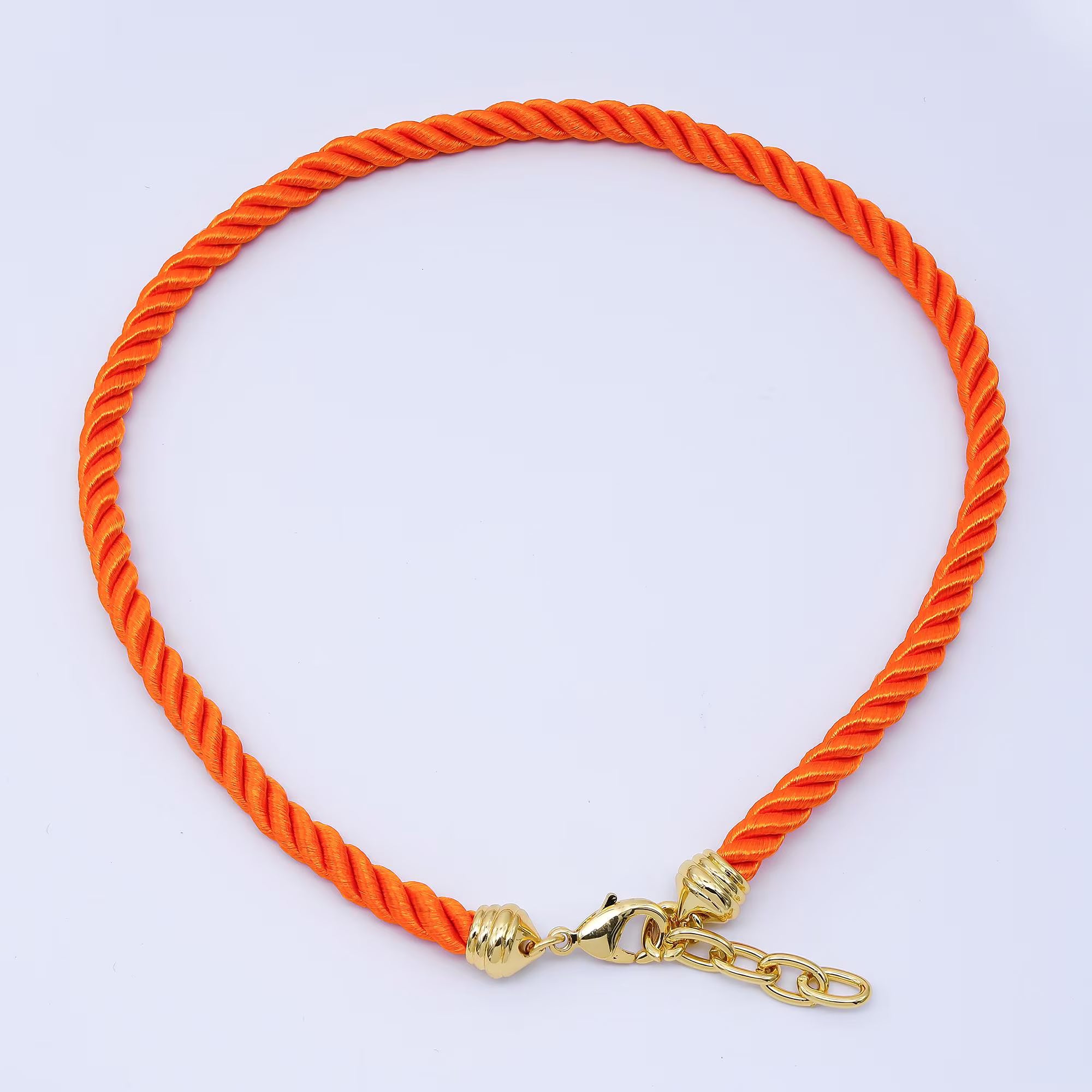 24K Gold Filled Red, Blue, Pink, Beige Twisted Braided Cord Chain | WA-02440 ~ WA-03830