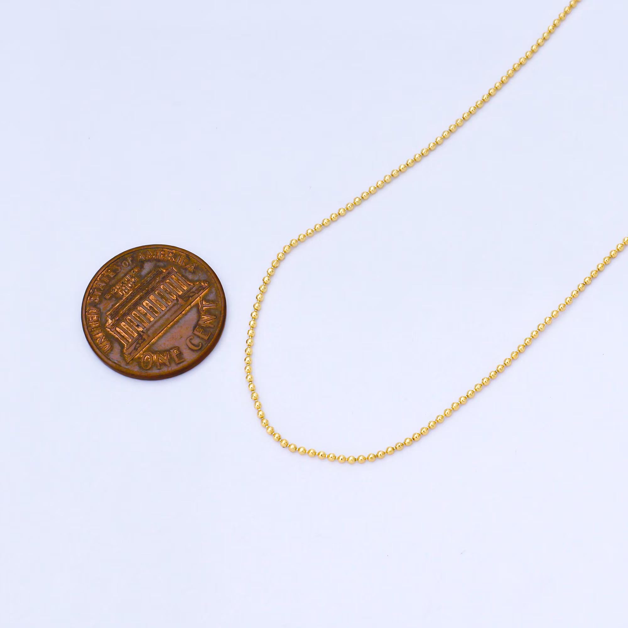 24K Gold Filled 1mm Mini Bead Unfinished Chain by Yard | Roll-1749