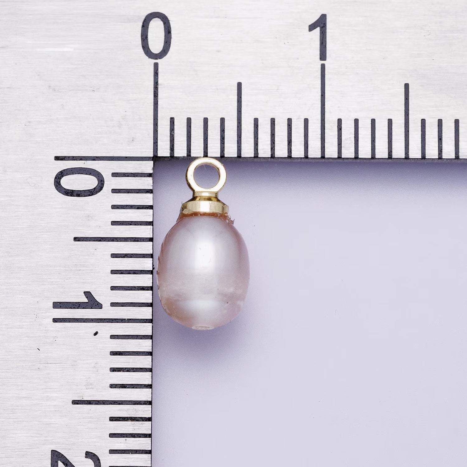 18K Gold Filled 11mm Pink Ringed Freshwater Pearl Oval Charm | P1956