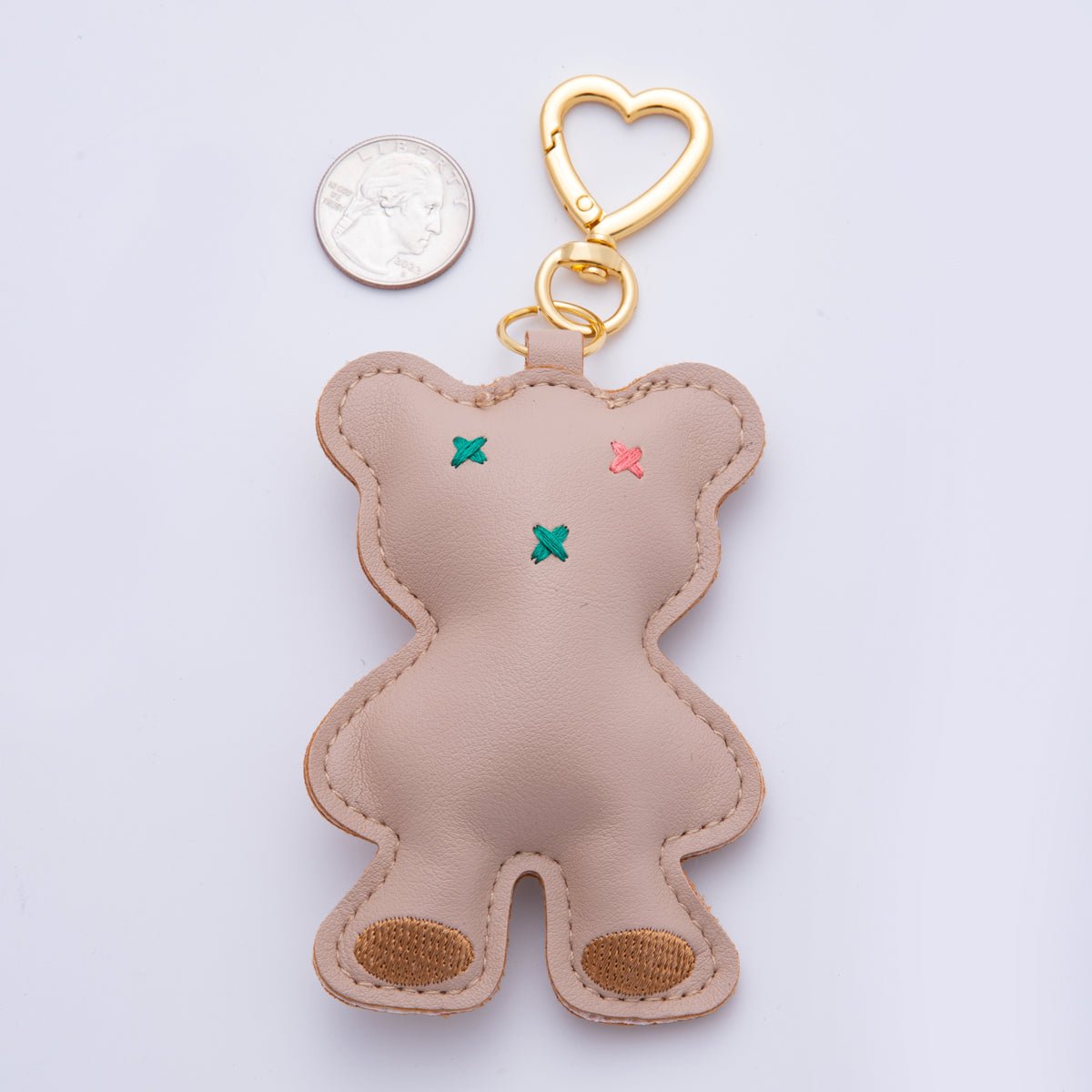 Leather Bear Keychain Handmade Bag Charm Cute Leather Animal Purse Accessory WB - 00042 - DLUXCA