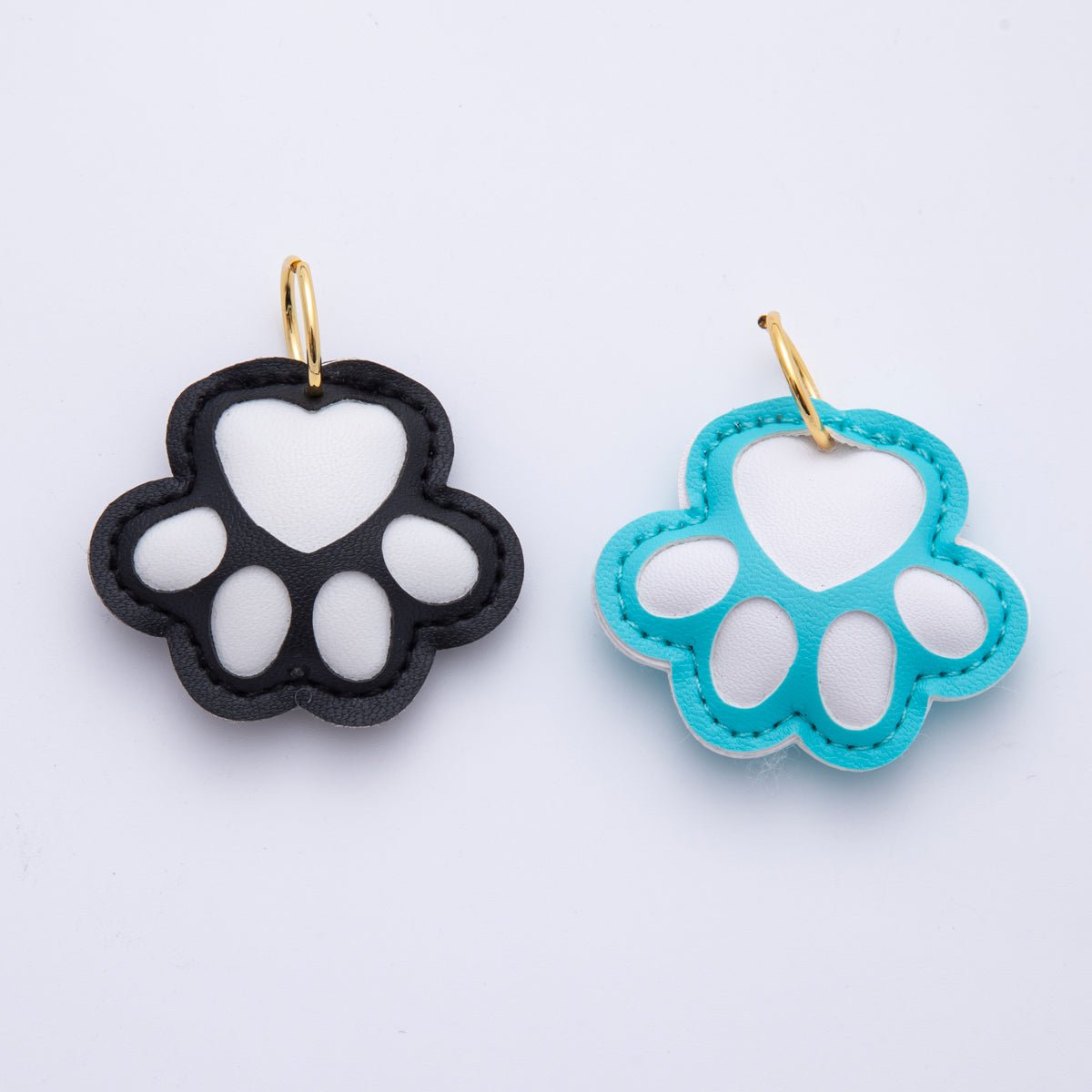 Leather Dog Paw Print Keyring Purse Bag Backpack Charm Dog Collar Accessory WB - 00017 - DLUXCA