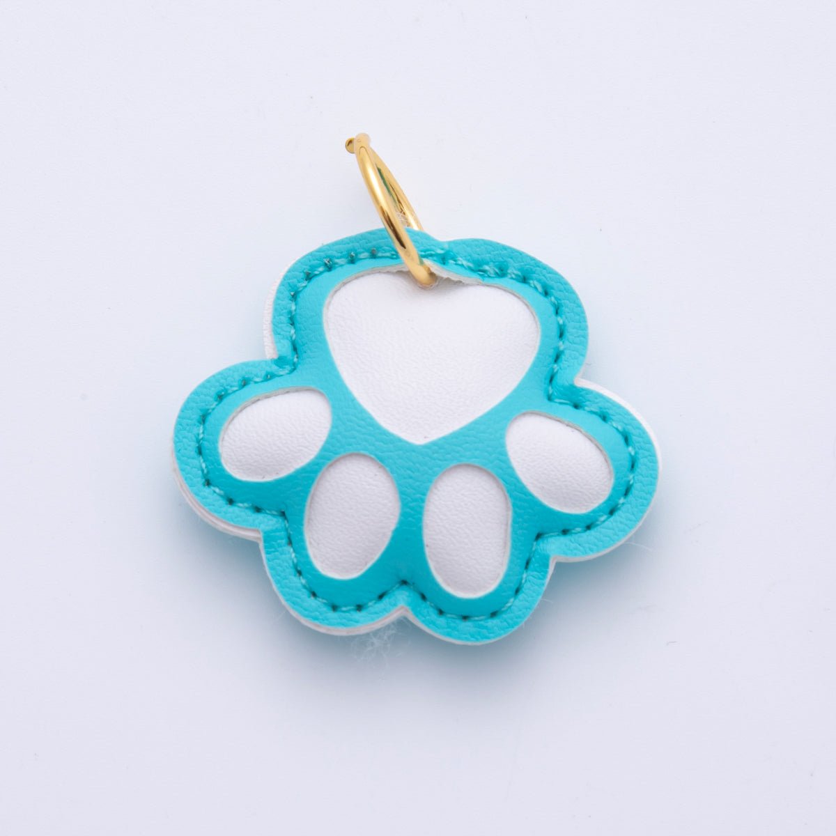 Leather Dog Paw Print Keyring Purse Bag Backpack Charm Dog Collar Accessory WB - 00017 - DLUXCA