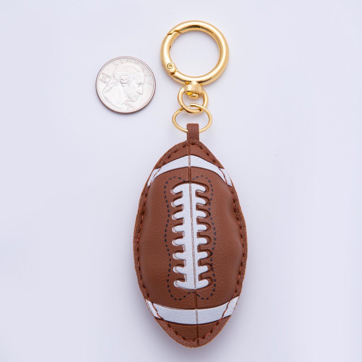 Leather Football Sport Keychain Handmade Bag Charm Cute Leather Ball Varsity Purse Accessory WB - 00097 - DLUXCA