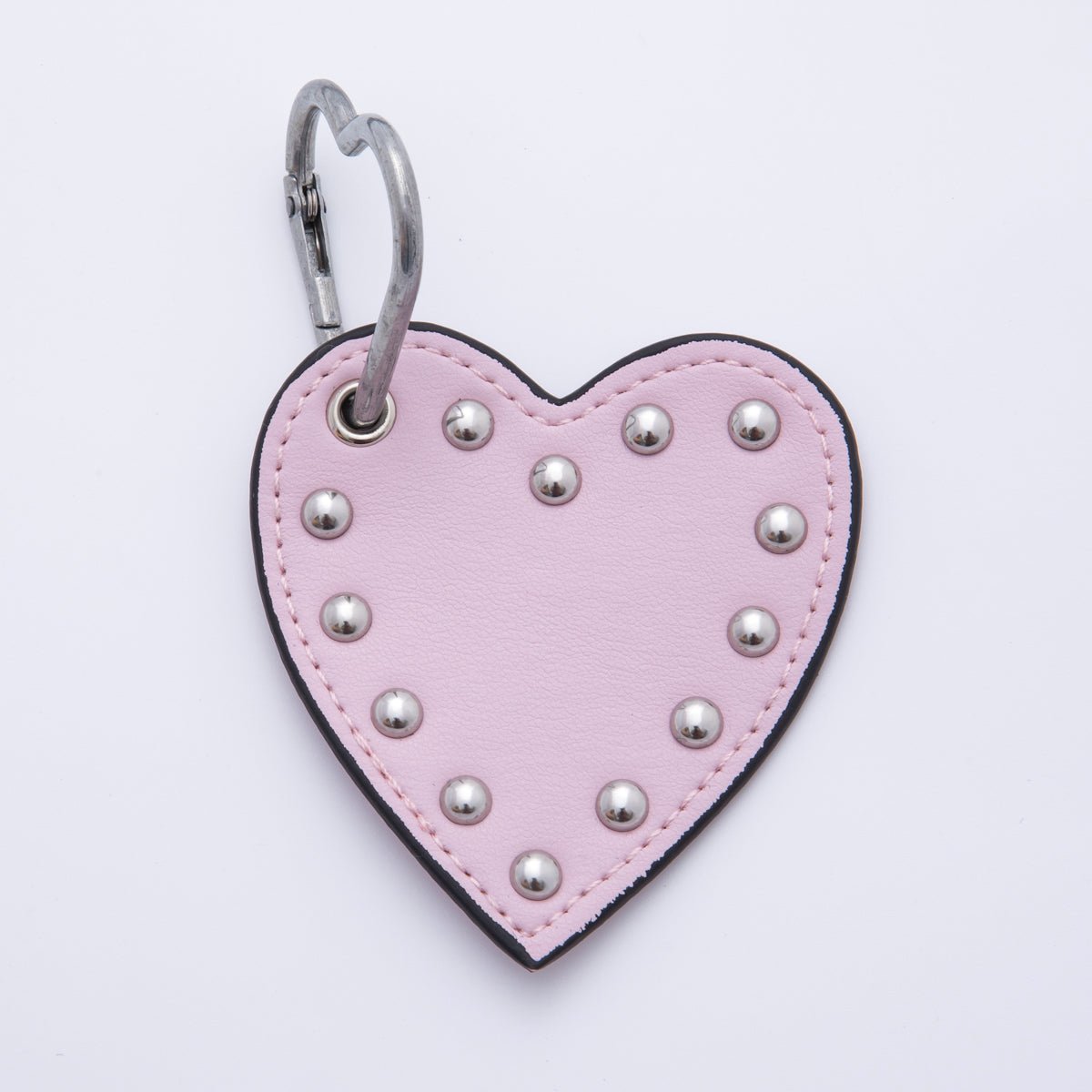 Leather Heart Keychain Handmade Bag Charm Cute Studded Heart Purse Accessory WB - 00092 - DLUXCA