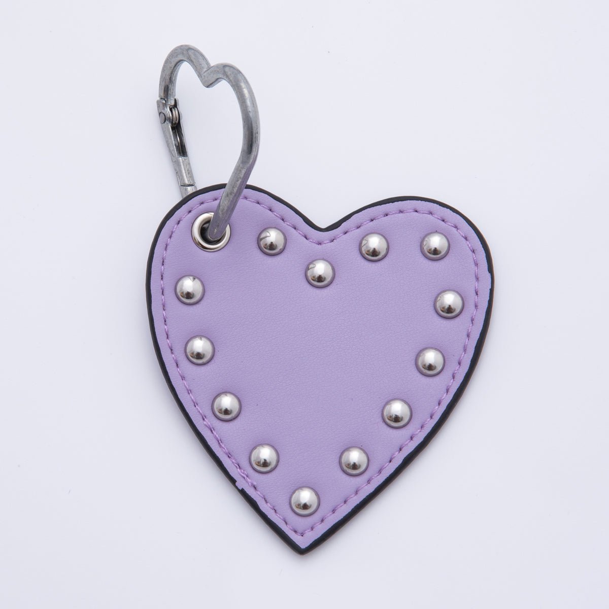 Leather Heart Keychain Handmade Bag Charm Cute Studded Heart Purse Accessory WB - 00092 - DLUXCA