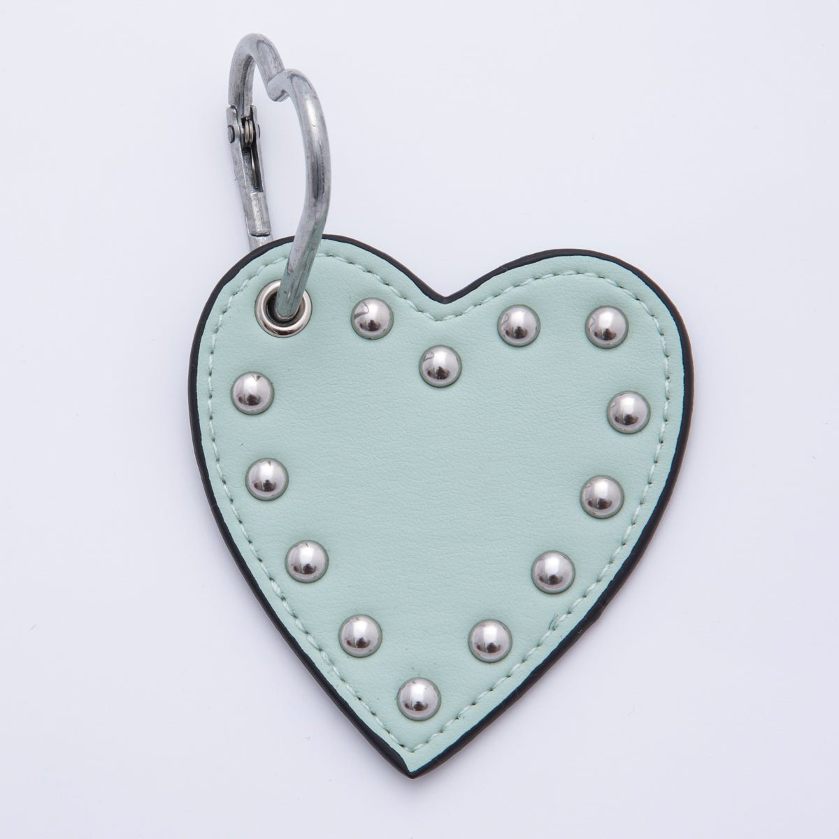 Leather Heart Keychain Handmade Bag Charm Cute Studded Heart Purse Accessory WB - 00092 - DLUXCA