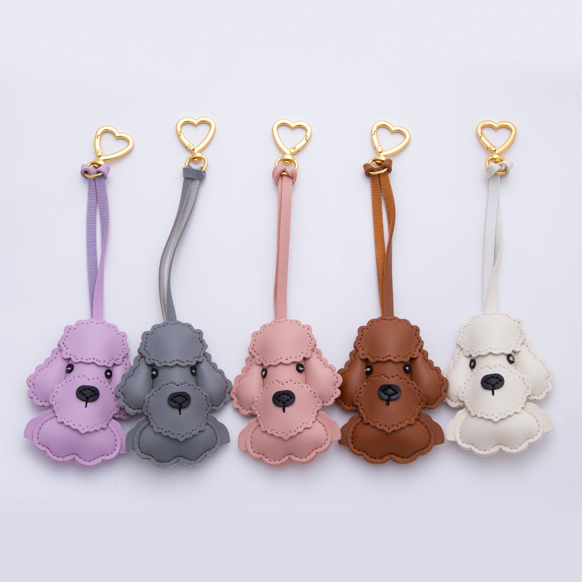Poodle Leather Key Chain Brown Poodle Eco Leather Keychain
