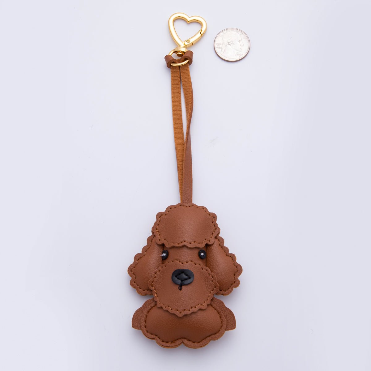 Leather Poodle Dog Bag Charm Keyring Purse Bag Backpack Charm Accessory WB - 00022 - DLUXCA