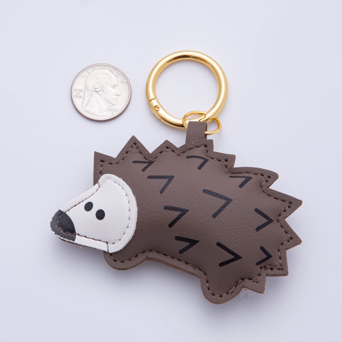Leather Porcupine Keychain Handmade Bag Charm Cute Leather Animal Purse Accessory WB - 00101 - DLUXCA