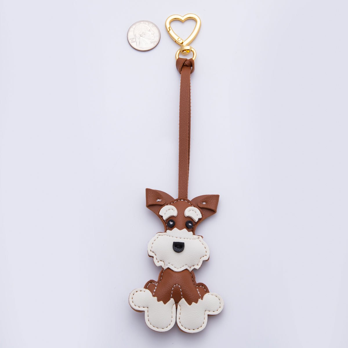 Leather Schnauzer Dog Print Keyring Purse Bag Backpack Charm Accessory WB - 00020 - DLUXCA