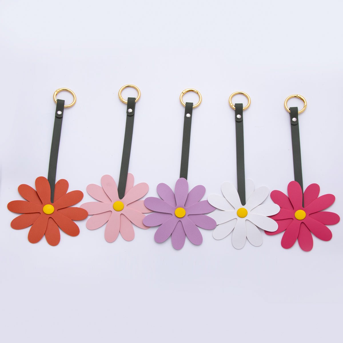 Leather Sun Flower Keyring Purse Bag Backpack Charm Flower Accessory WB - 00012 - DLUXCA