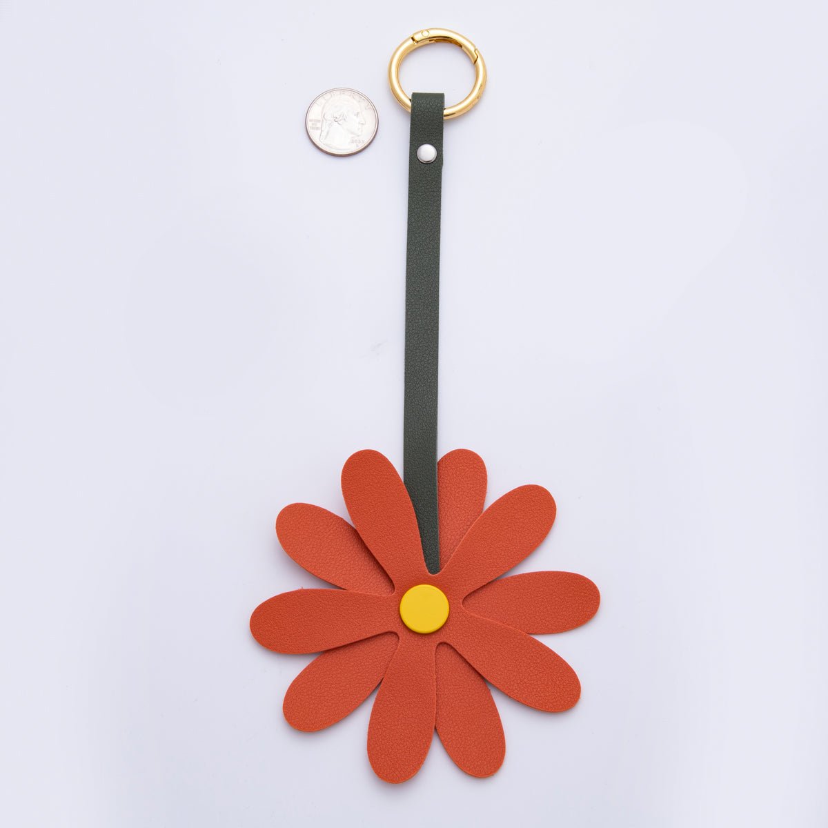 Leather Sun Flower Keyring Purse Bag Backpack Charm Flower Accessory WB - 00012 - DLUXCA