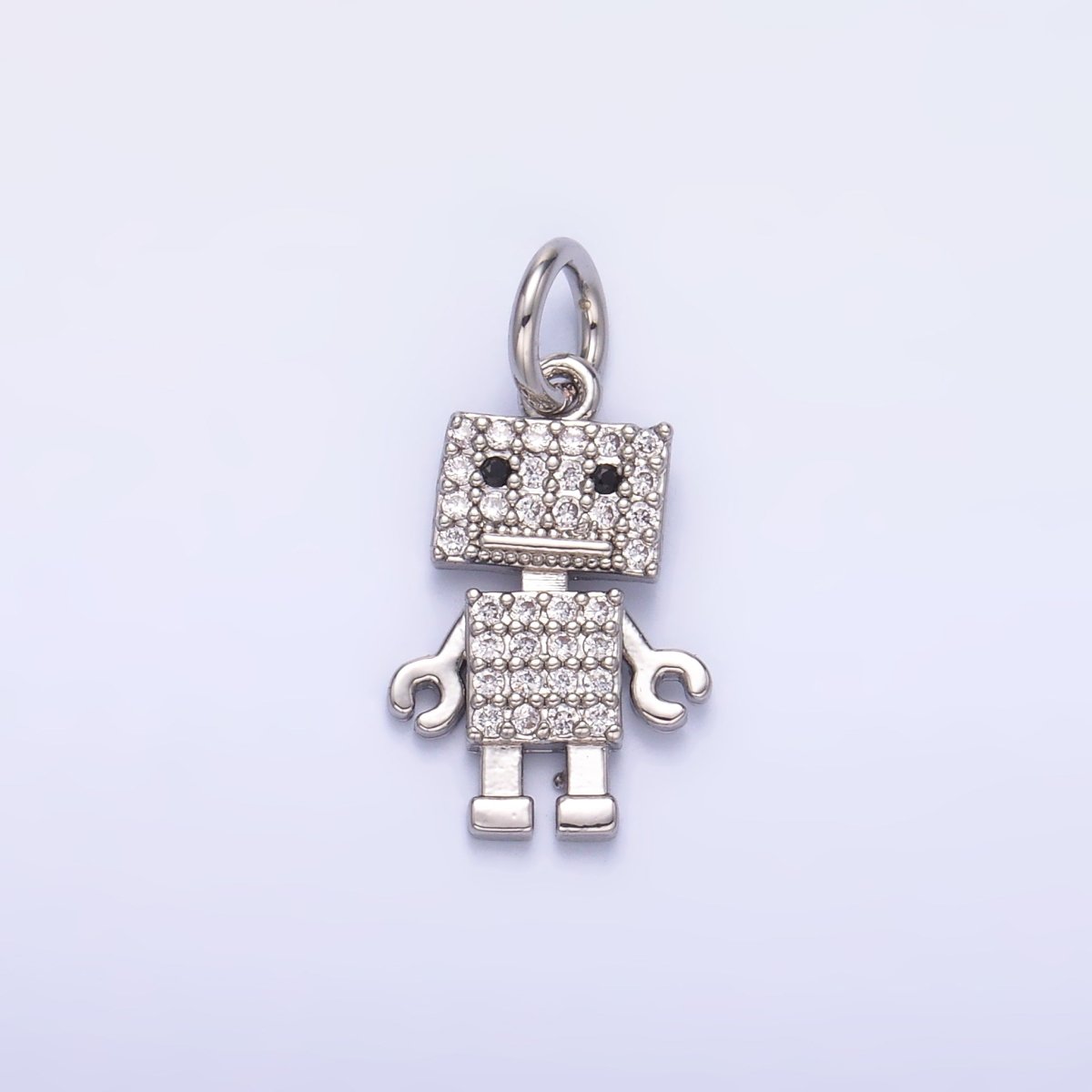Mini Cubic Zirconia Robot Charm in Gold Silver C019 - DLUXCA