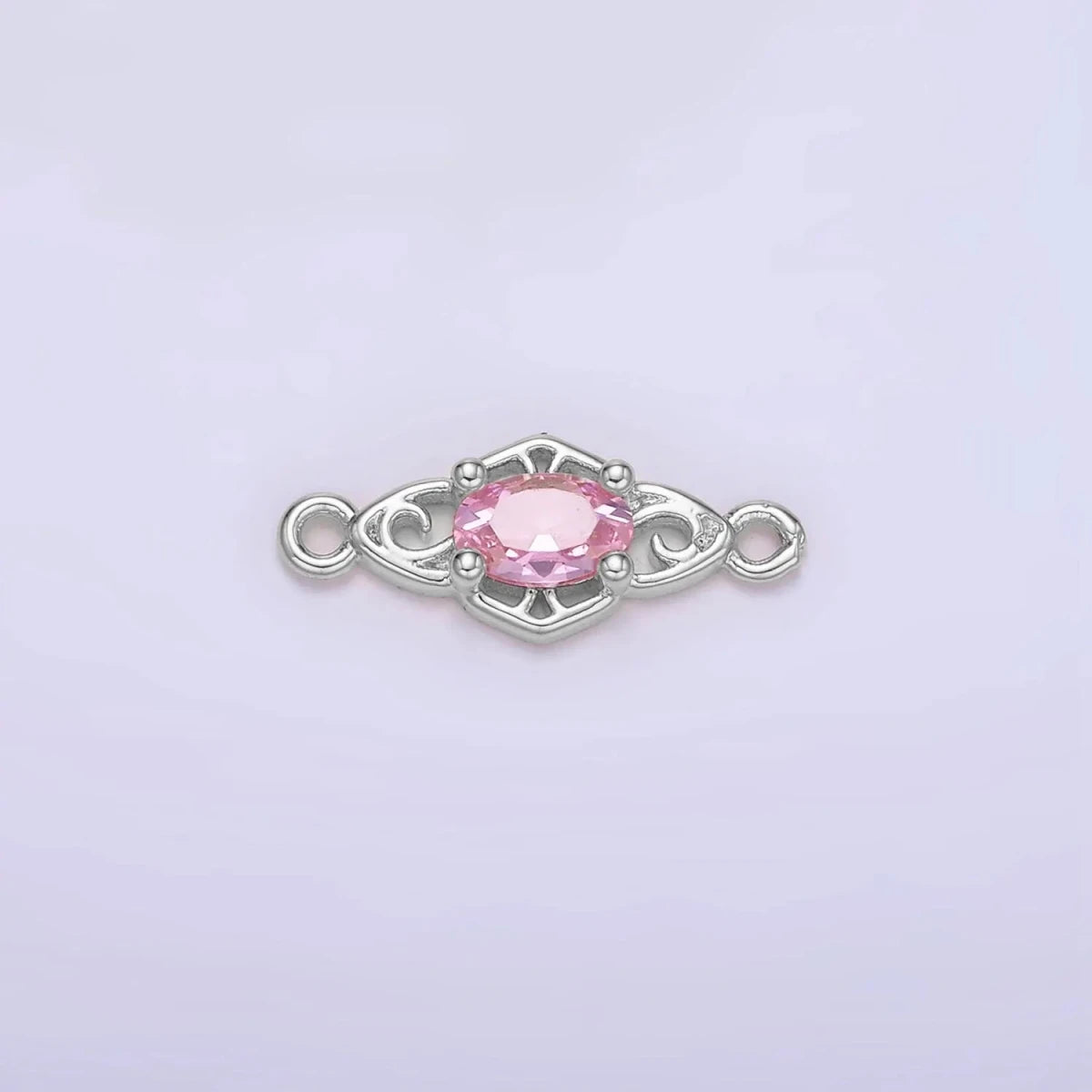 Mini Diamond Cubic Zirconia Connector Silver Plated 7.2mm Clear, Pink, Purple CZ Link Connector | Connectors - 00011 - DLUXCA