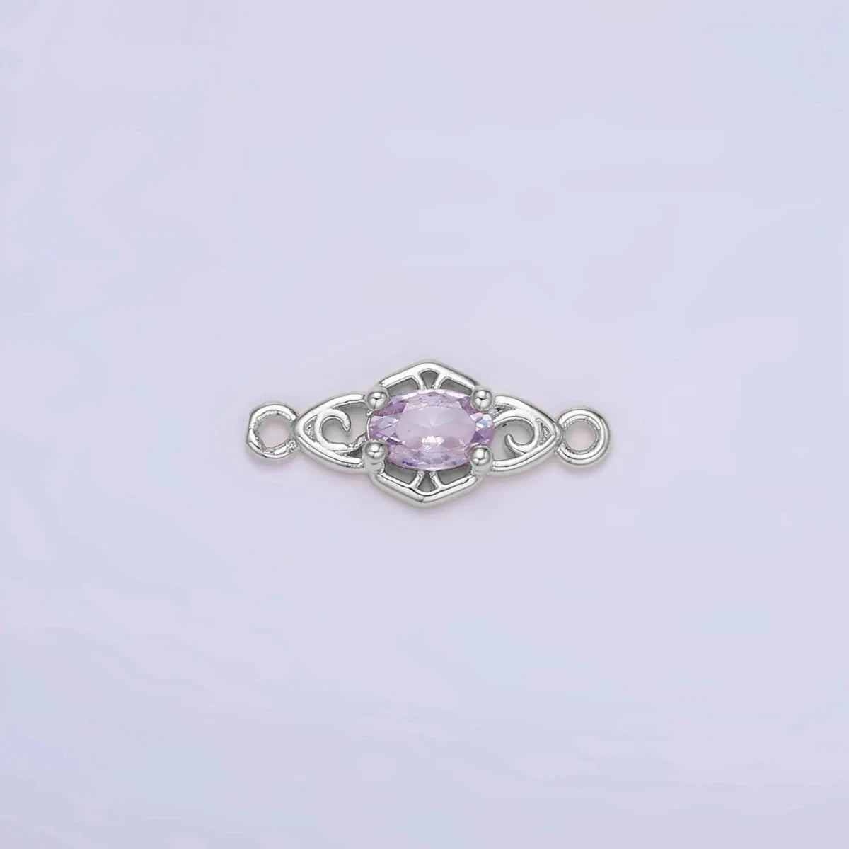 Mini Diamond Cubic Zirconia Connector Silver Plated 7.2mm Clear, Pink, Purple CZ Link Connector | Connectors - 00011 - DLUXCA