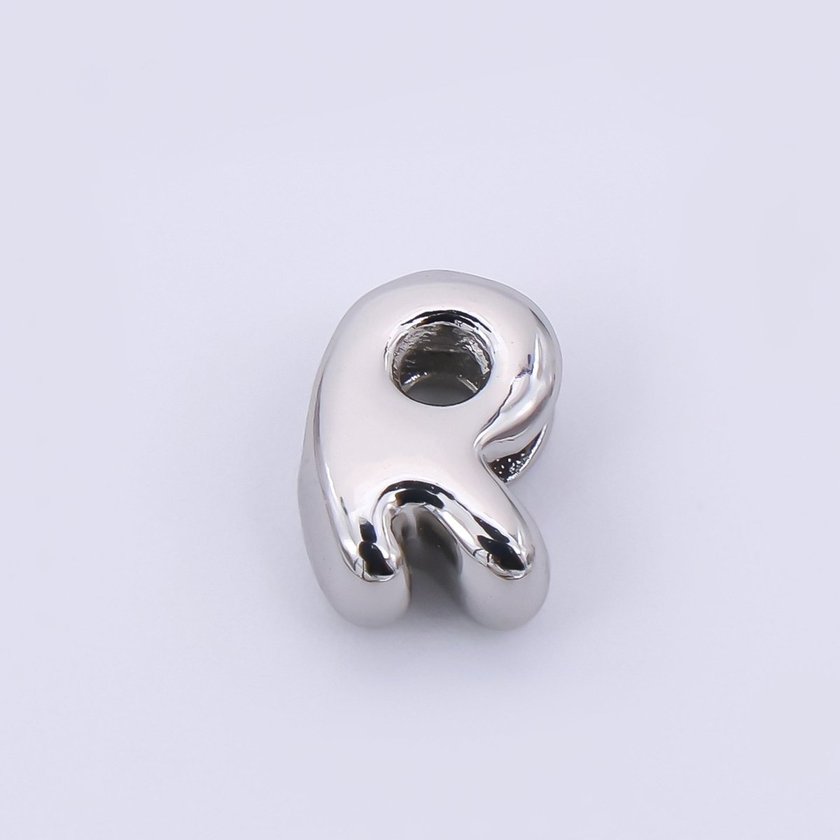 Mini Silver 8mm Initial Letter Alphabet Chubby Spacer Bead | AF040 - AF052 - DLUXCA