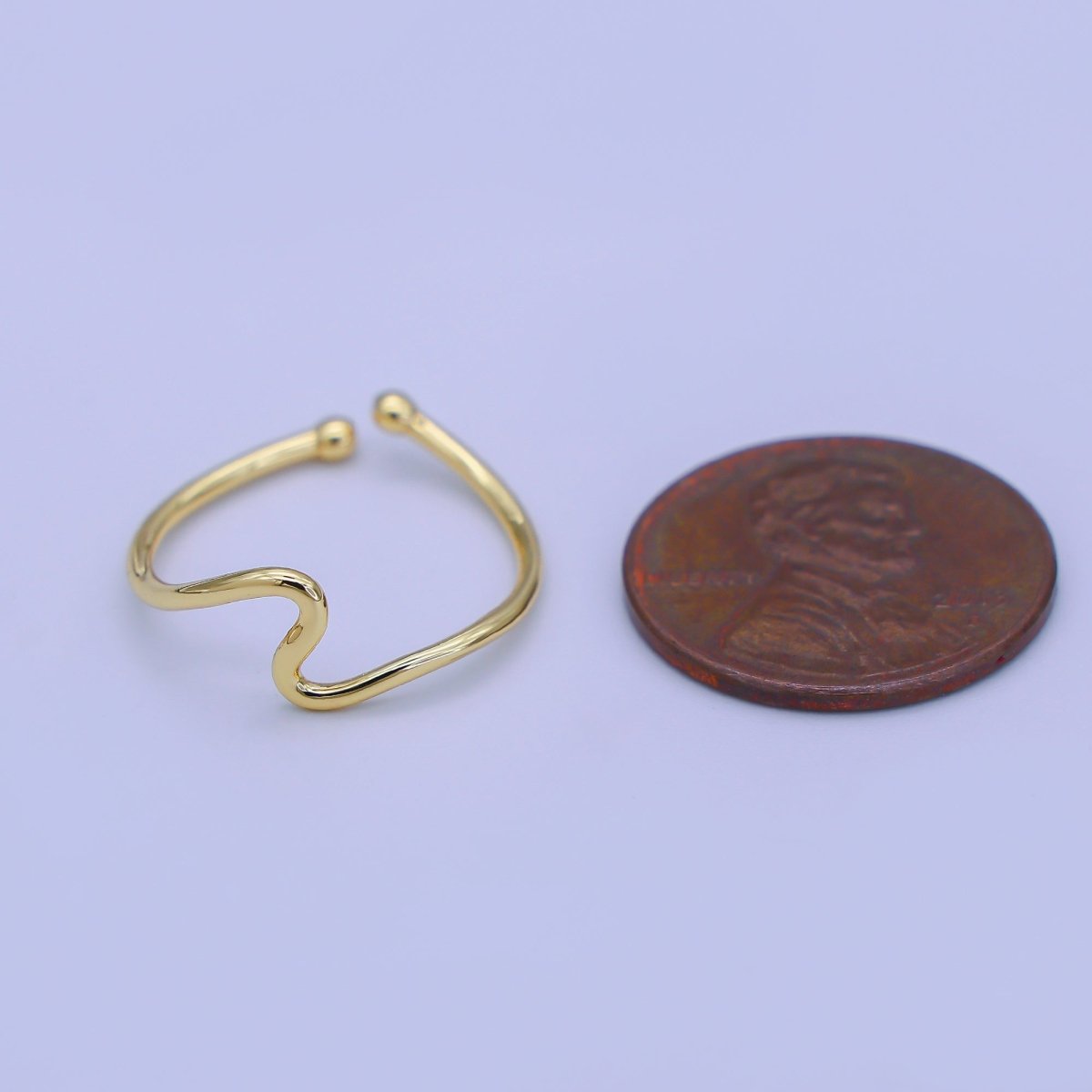 Minimalist Ring Gold Open Ring Wave Curvy Ring, Thin Ring Gold Ring Dainty Stackable Ring Adjustable Ring.R - 084 - DLUXCA