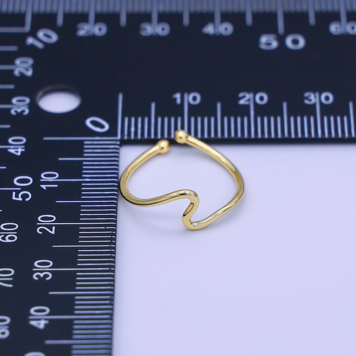 Minimalist Ring Gold Open Ring Wave Curvy Ring, Thin Ring Gold Ring Dainty Stackable Ring Adjustable Ring.R - 084 - DLUXCA