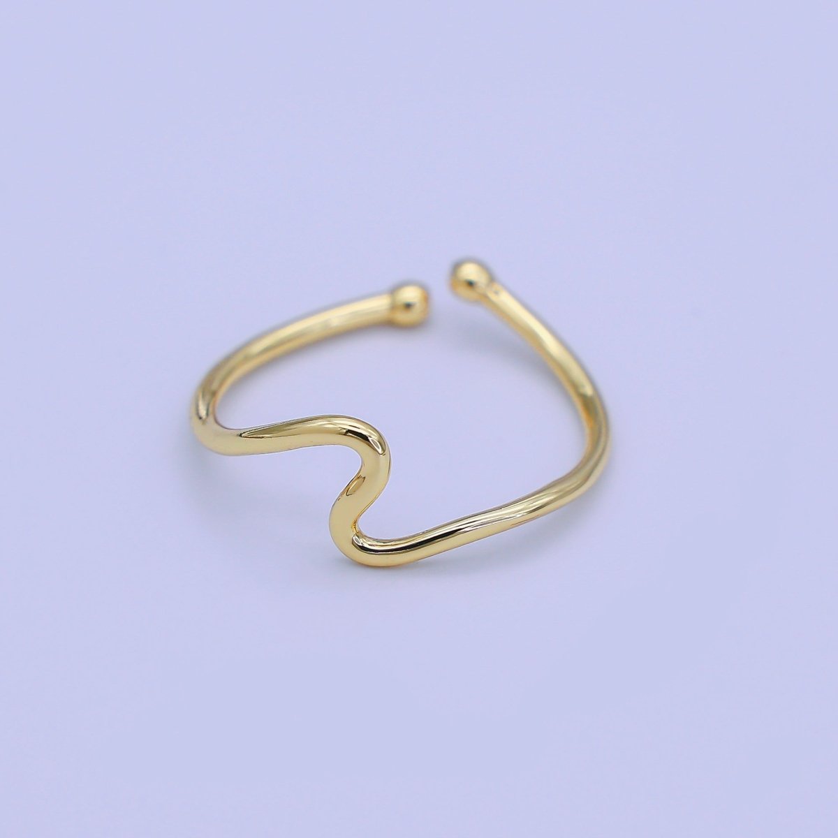 Minimalist Ring Gold Open Ring Wave Curvy Ring, Thin Ring Gold Ring Dainty Stackable Ring Adjustable Ring.R - 084 - DLUXCA